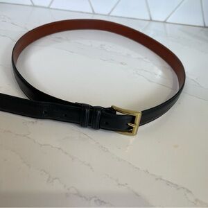 Coach Black and Brown Leather Belt with Gold Buckle